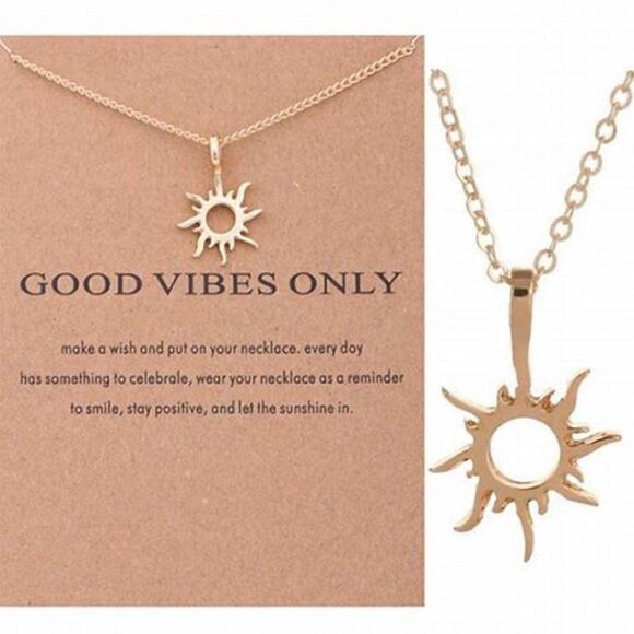GOLD PLATED SUN PENDANT NECKLACE WITH INSPIRATION CARD - Picture 3 of 13